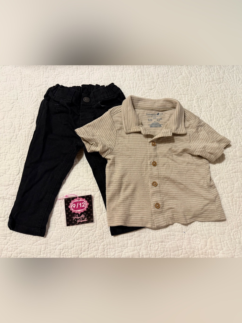 Caribbean Joe Kids Matching Set - Beige & Black